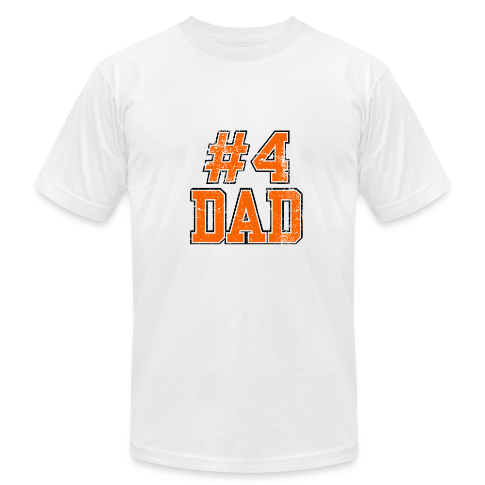 #4 DAD - Varsity Print - Unisex Jersey T-Shirt by Bella + Canvas - white