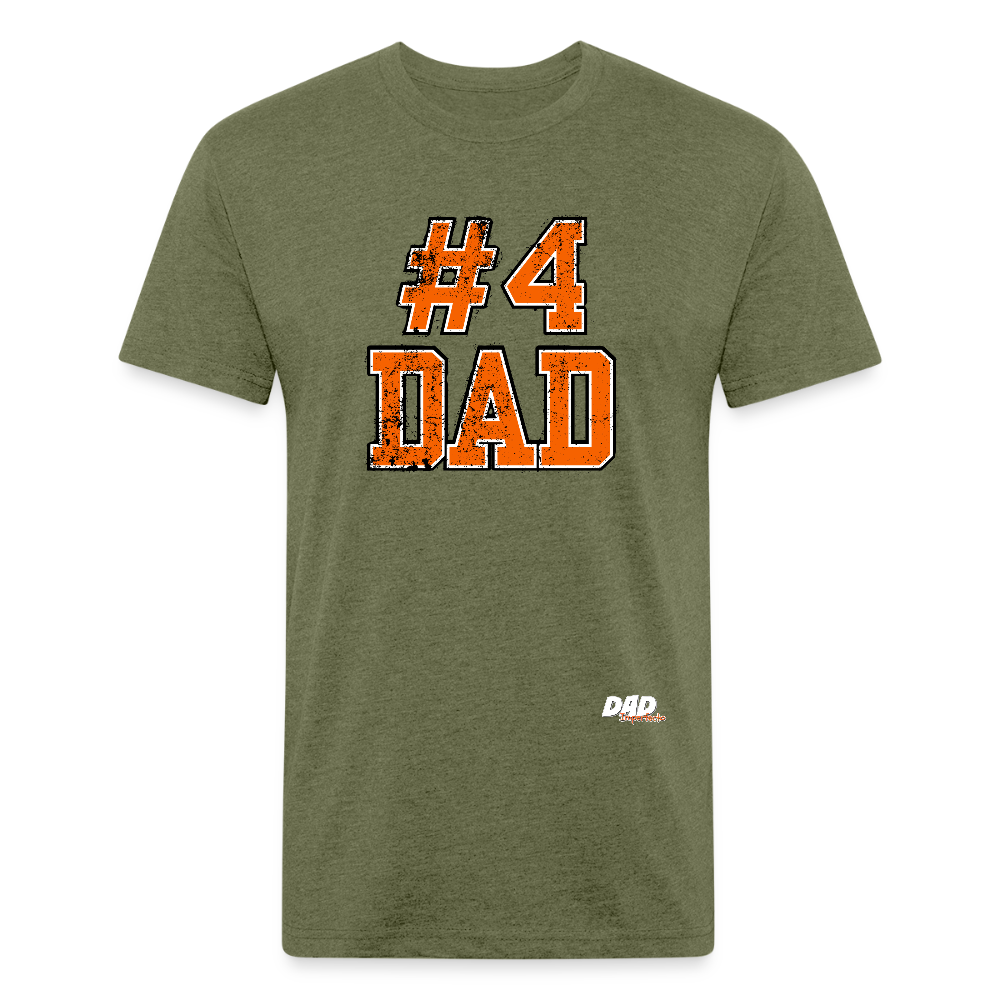 Dad Imperfecto - Orange Varsity Print - Fitted Cotton/Poly T-Shirt by Next Level - heather military green