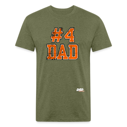 Dad Imperfecto - Orange Varsity Print - Fitted Cotton/Poly T-Shirt by Next Level - heather military green