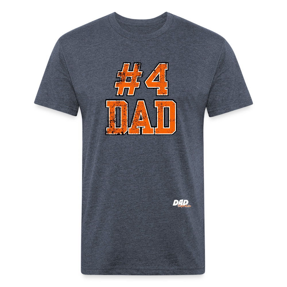 Dad Imperfecto - Orange Varsity Print - Fitted Cotton/Poly T-Shirt by Next Level - heather navy