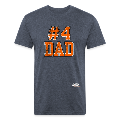 Dad Imperfecto - Orange Varsity Print - Fitted Cotton/Poly T-Shirt by Next Level - heather navy