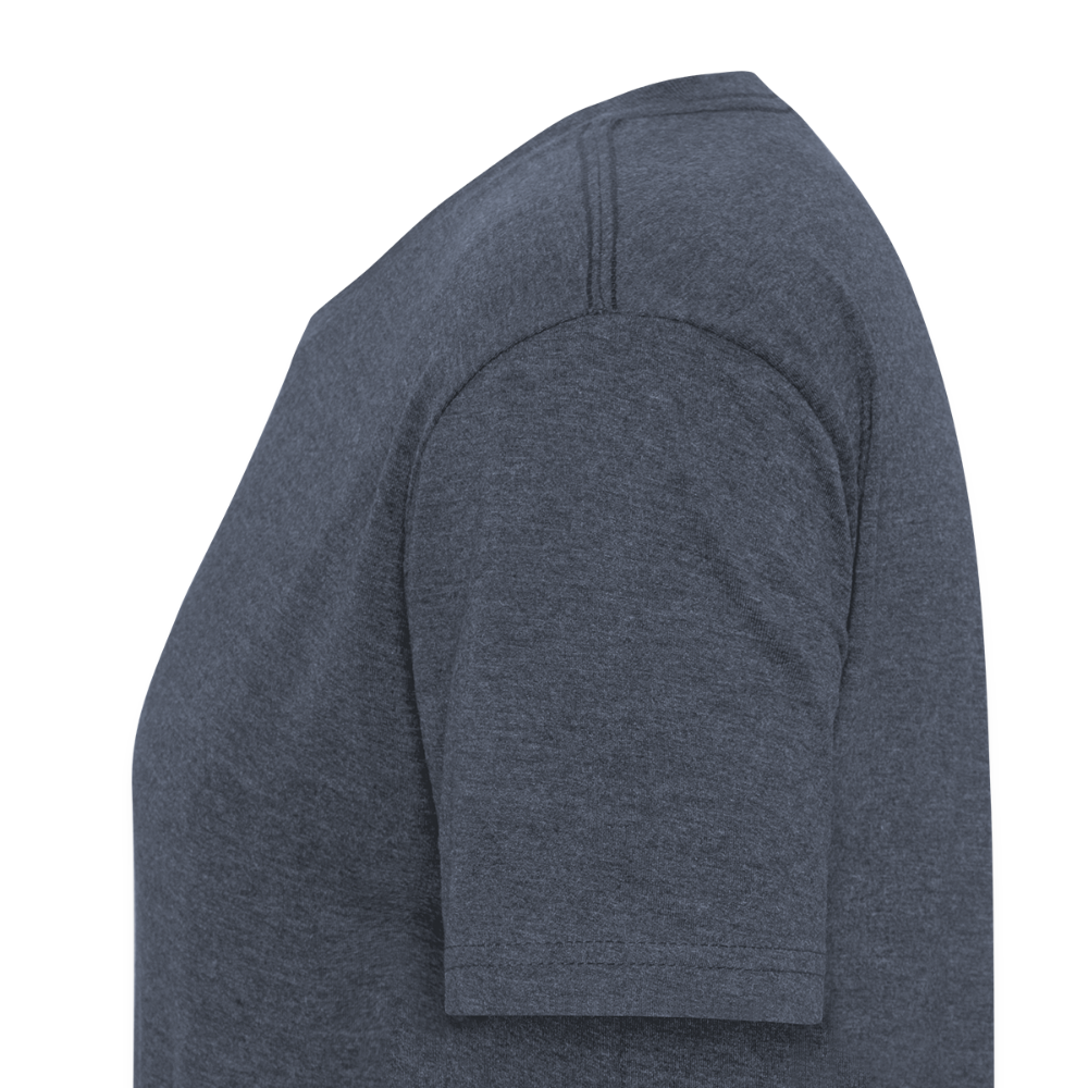 Dad Imperfecto - Orange Varsity Print - Fitted Cotton/Poly T-Shirt by Next Level - heather navy