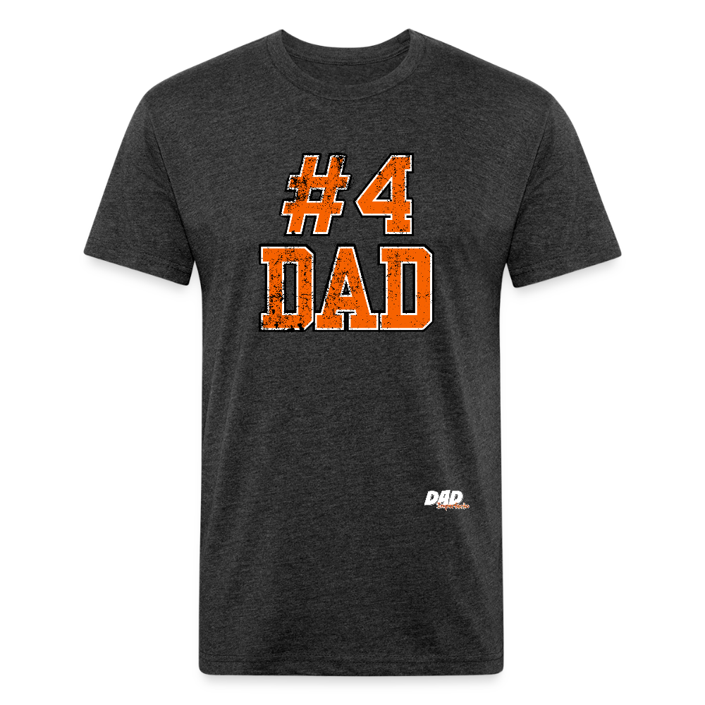 Dad Imperfecto - Orange Varsity Print - Fitted Cotton/Poly T-Shirt by Next Level - heather black