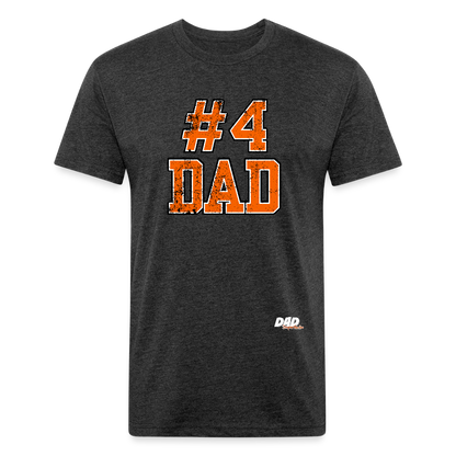 Dad Imperfecto - Orange Varsity Print - Fitted Cotton/Poly T-Shirt by Next Level - heather black