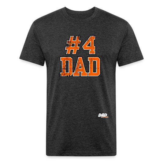 Dad Imperfecto - Orange Varsity Print - Fitted Cotton/Poly T-Shirt by Next Level - heather black